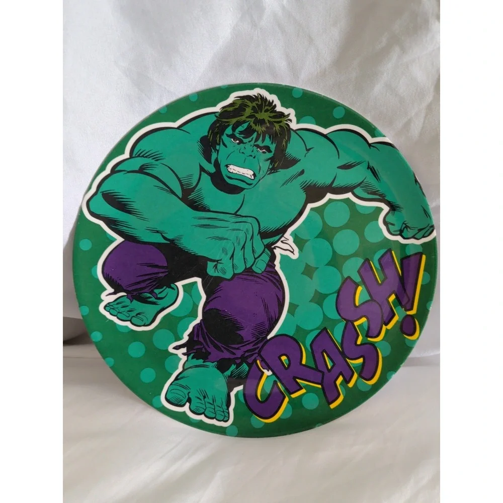 Lot of 3 Superhero plastic plates: Spider Man Captain America Hulk